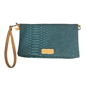 Consuela Uptown Crossbody bag Indy Teal Leather  Wallet Wristlet MISSING STRAP